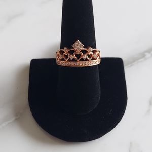 Rose Gold Diamond Princess Crown Ring
